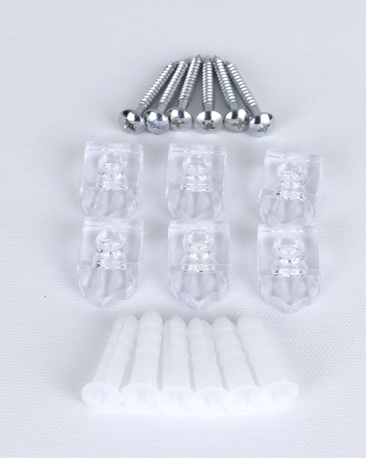 Frameless Mirrors (up to 1/8 inches deep) Mounting Plastic Clips (6 pcs)