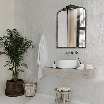 Decorative mirror, rectangular mirror, arch mirror, antique mirror, black mirror, Decorative rectangular Arch ornate mirror, antique wall mirror iron framed baroque design, black mirror for bathroom, living room, bedroom, hallway, and fireplace