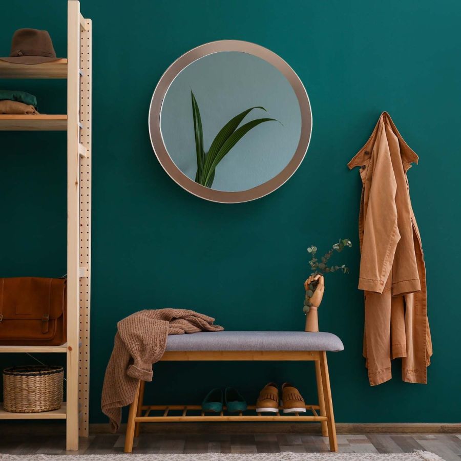 rose gold round mirror for bathroom, living room, bedroom and hallway