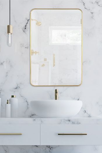 Rectangular Wall Mirror, Floor & Tabletop mirror decor, Aesthetic Gold Rectangle Hanging Mirror for bathroom, living room, bedroom, hallway, entryway, and kitchen