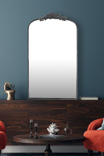 Decorative rectangular Arch ornate mirror/antique wall mirror iron framed/baroque design round mirror for bathroom, living room, bedroom, hallway, and fireplace 