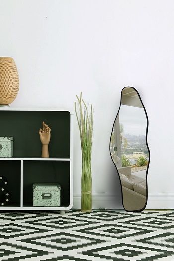 black wall décor, black mirror Canada, black shaped mirror, vintage mirror, black vintage mirror, large mirror, full length mirror, black full length mirror Canada, mirror Canada, bathroom mirror Canada, unique mirror, irregular wall mirror, decorative wa